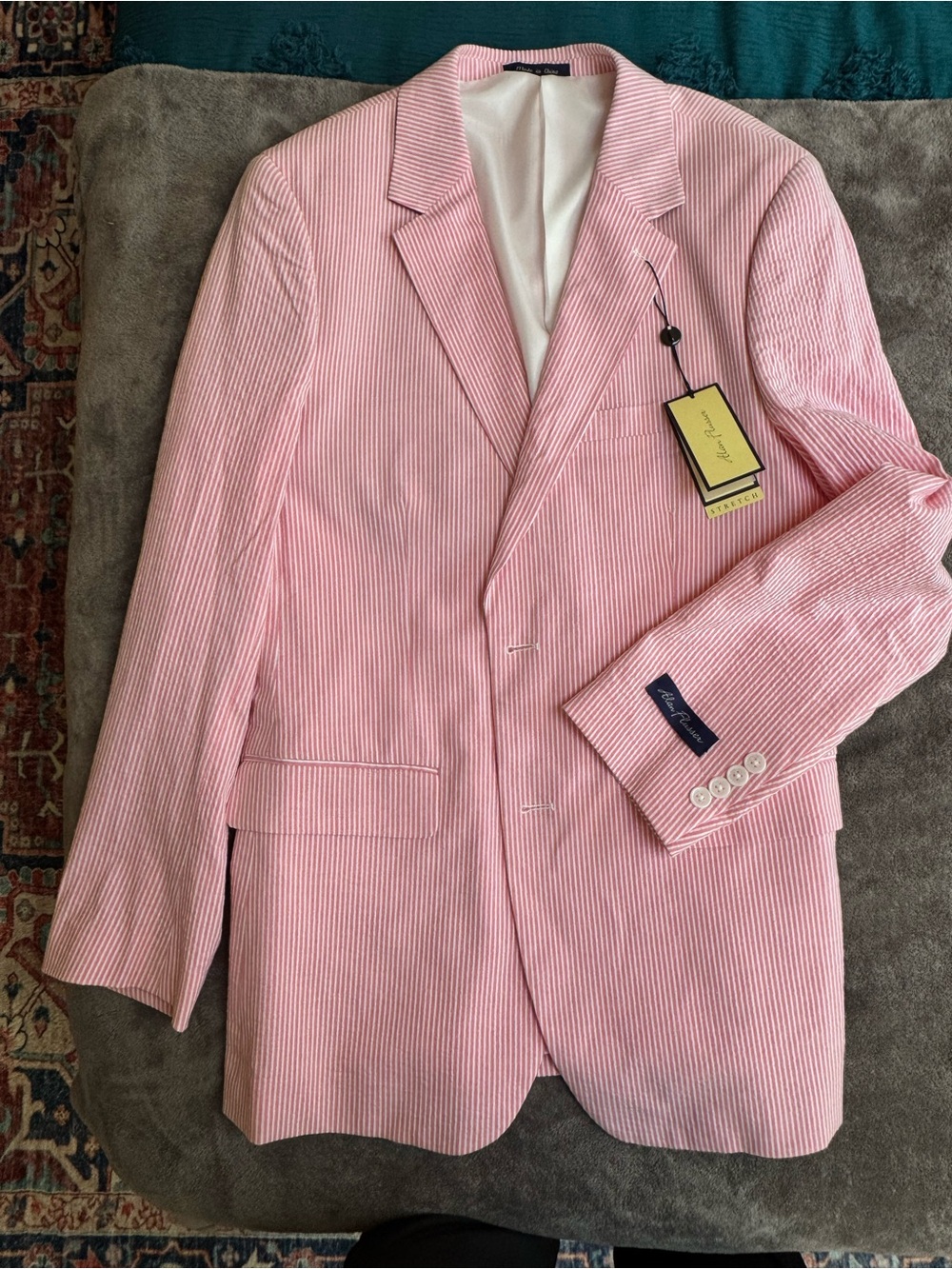 Alan Flusser Pink & White Striped Men's Blazer
